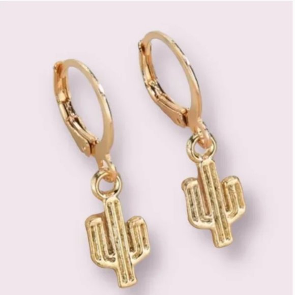 ⭐️✨ FREE Cactus Round Hoop Charm Peasant Hipster Hippie Cottage Boho Earrings - Picture 8 of 9